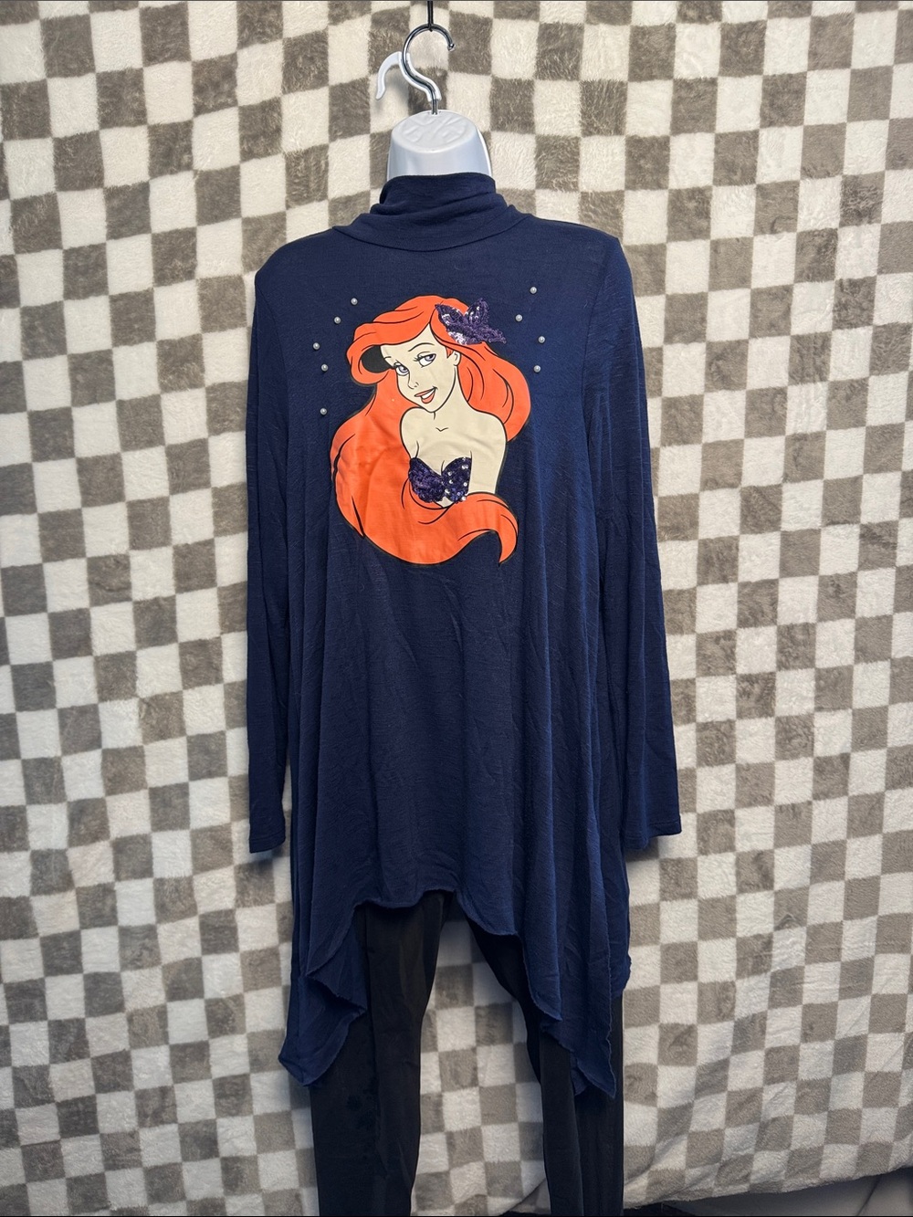 Disney Torrid set Little Mermaid Navy Tunic Ariel Graphic mesh black leggings XL